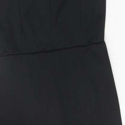 Miss Selfridge Womens Black Herringbone Polyester Bodycon Size 14 Off the Shoulder Pullover