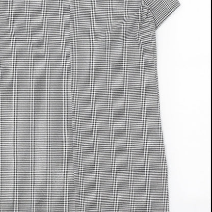 New Look Womens Black Check Polyester Shift Size 14 Boat Neck Pullover