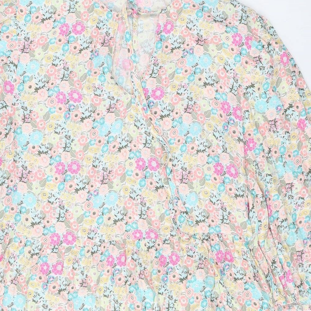 NEXT Womens Multicoloured Floral Viscose A-Line Size 12 Scoop Neck Tie