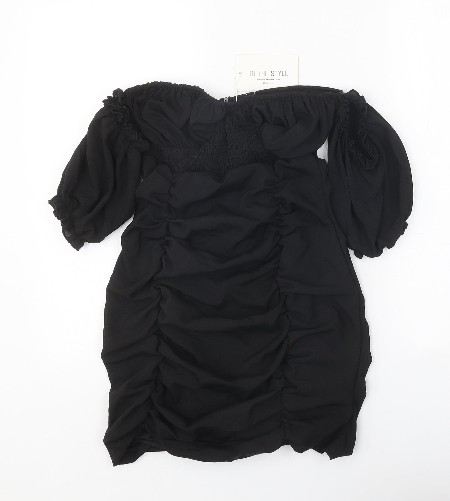 In the Style Womens Black Polyester Mini Size 6 Off the Shoulder Zip - Bardot