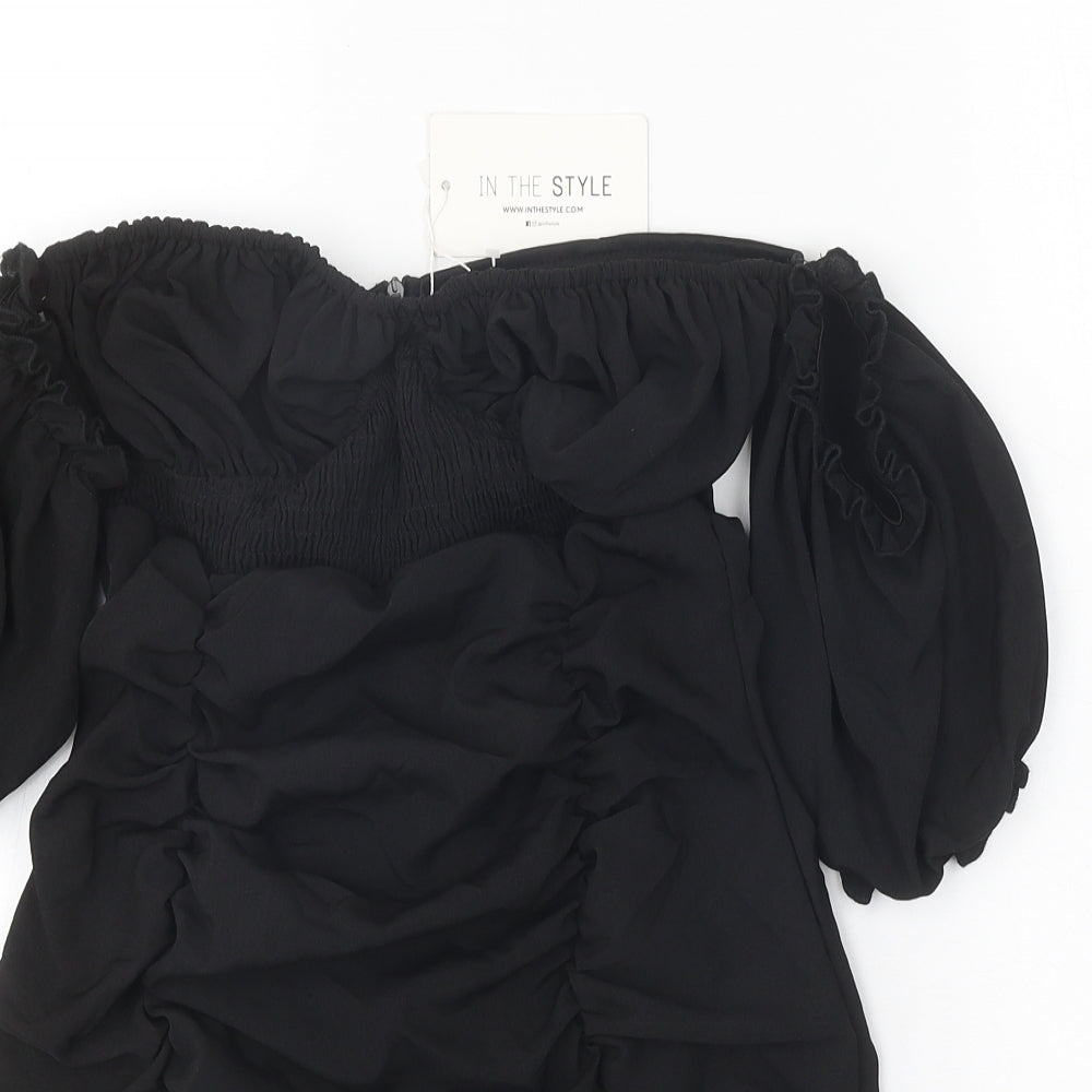In the Style Womens Black Polyester Mini Size 6 Off the Shoulder Zip - Bardot