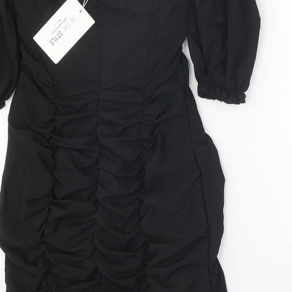In the Style Womens Black Polyester Mini Size 6 Off the Shoulder Zip - Bardot