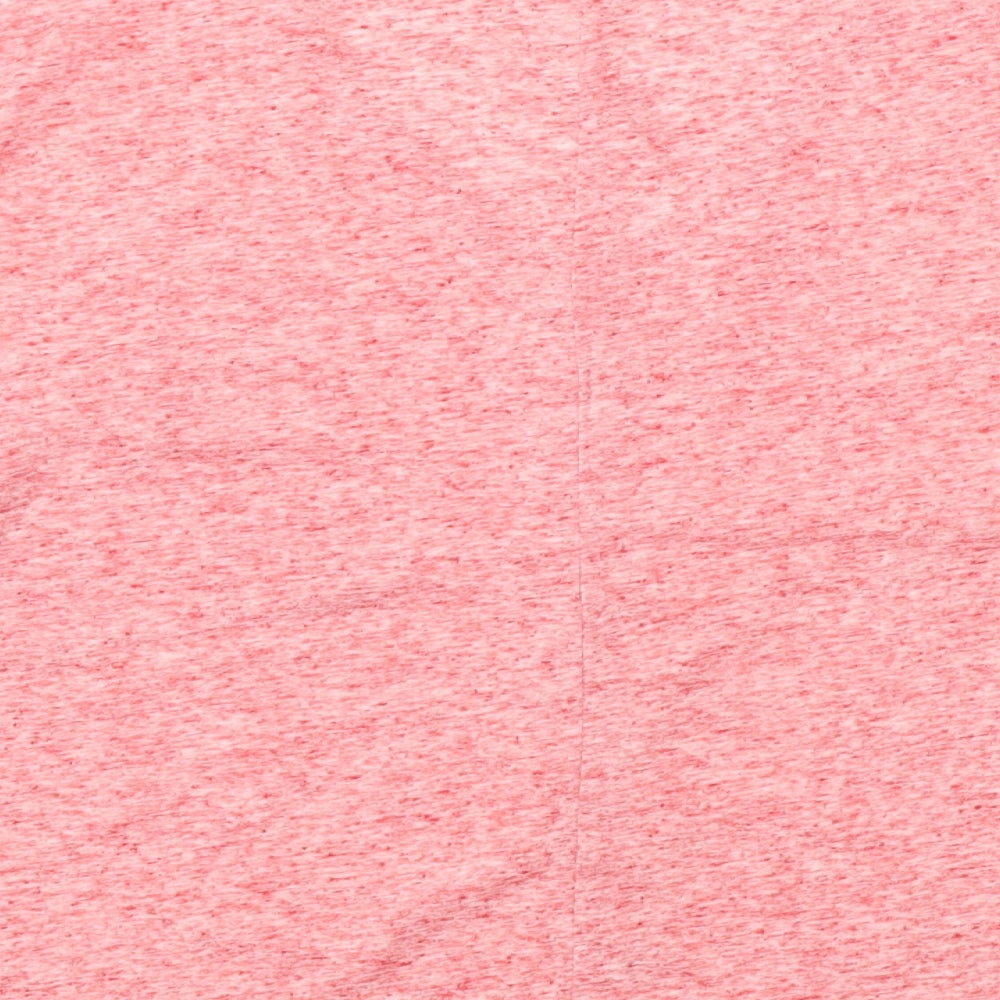 One Step Up Womens Pink Polyester Cropped T-Shirt Size L V-Neck