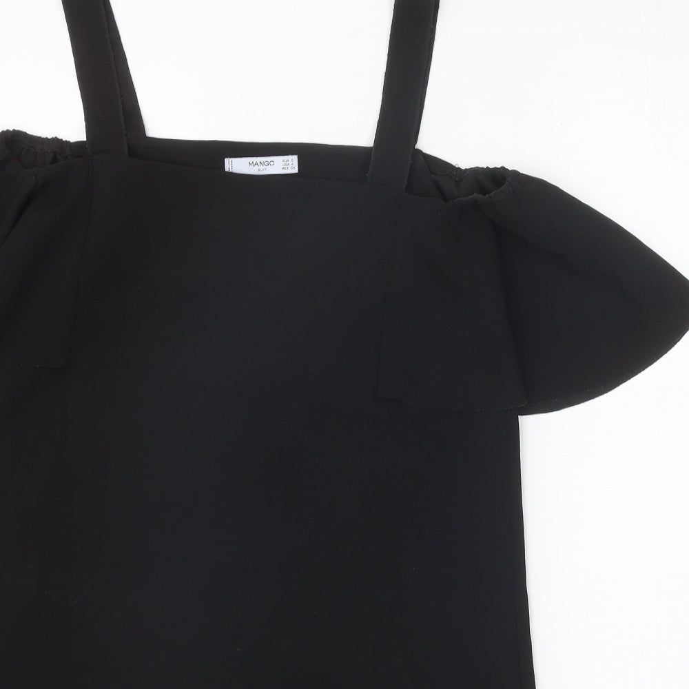 Mango Womens Black Polyester Shift Size S Square Neck Pullover - Cold Shoulder