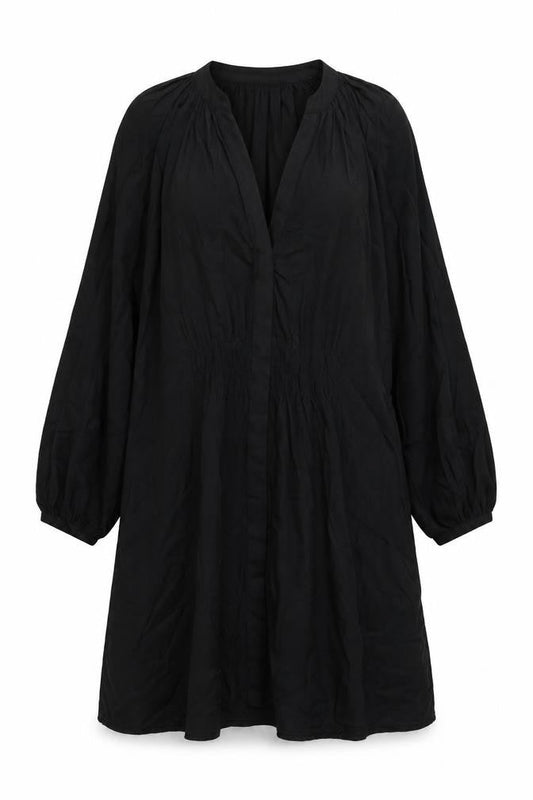 MNG Womens Black Viscose A-Line Size L V-Neck Button