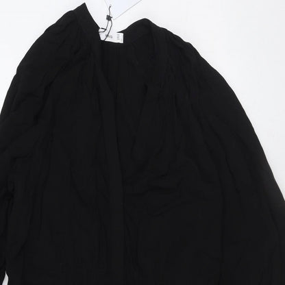 MNG Womens Black Viscose A-Line Size L V-Neck Button