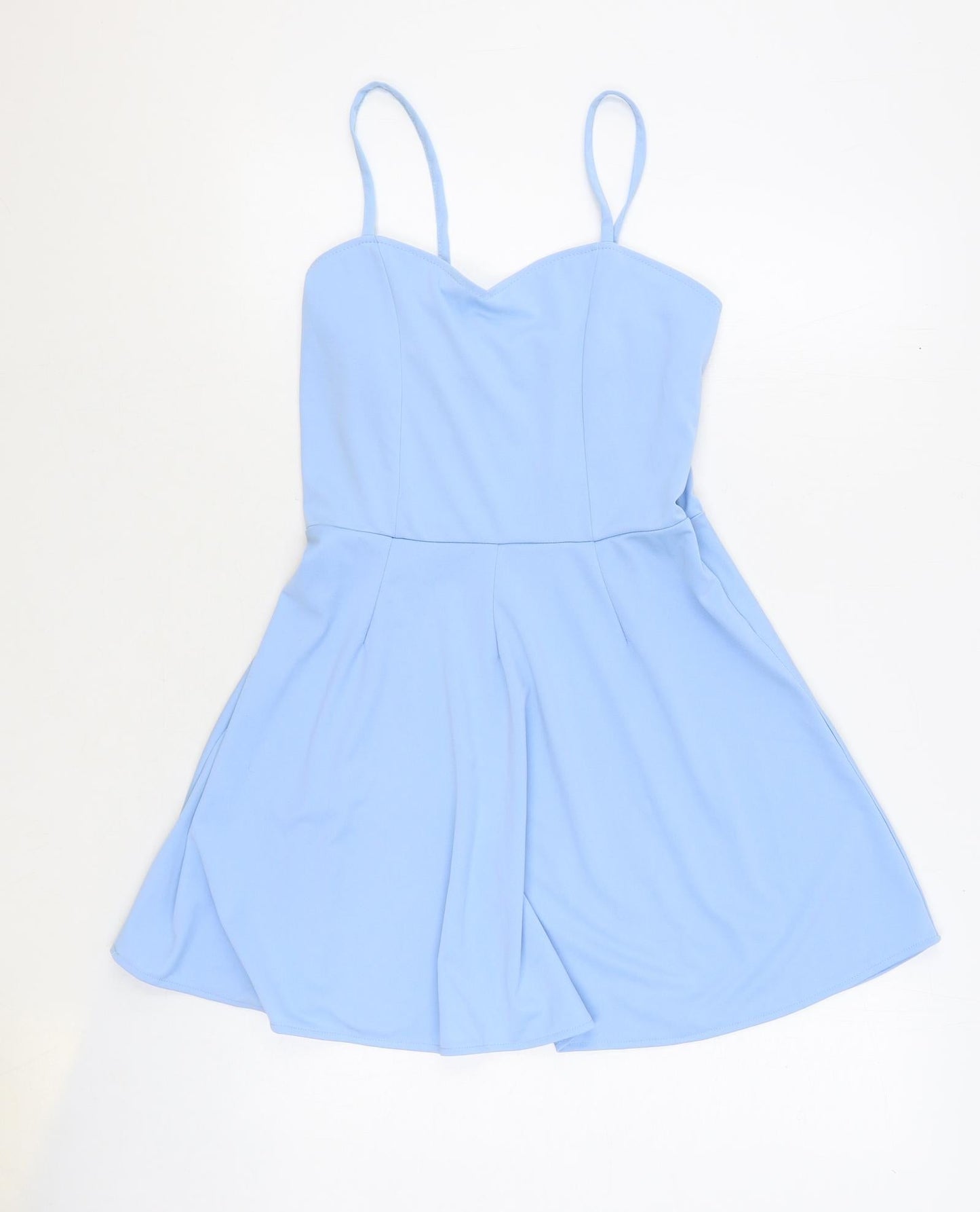 Preworn Womens Blue Polyester Skater Dress Size L Sweetheart Zip
