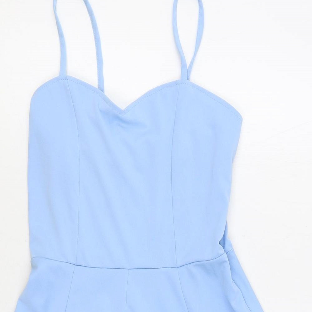 Preworn Womens Blue Polyester Skater Dress Size L Sweetheart Zip