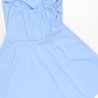 Preworn Womens Blue Polyester Skater Dress Size L Sweetheart Zip