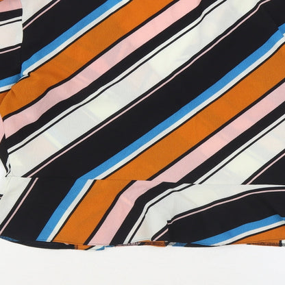 Miss Selfridge Womens Multicoloured Geometric Polyester Cropped Blouse Size 14 V-Neck