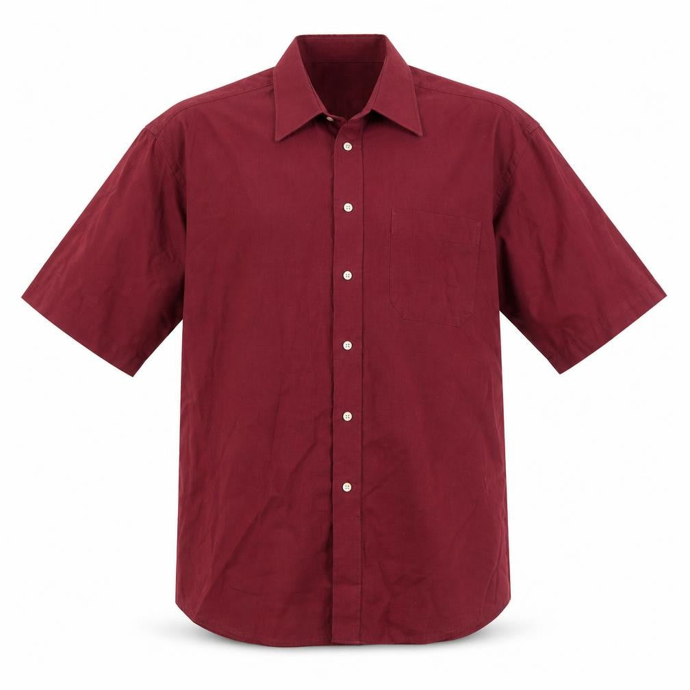 Mens UK Size 16.5 Marks and Spencer Red  Button-Up Short Sleeve Casual Shirt