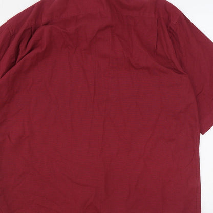 Mens UK Size 16.5 Marks and Spencer Red  Button-Up Short Sleeve Casual Shirt