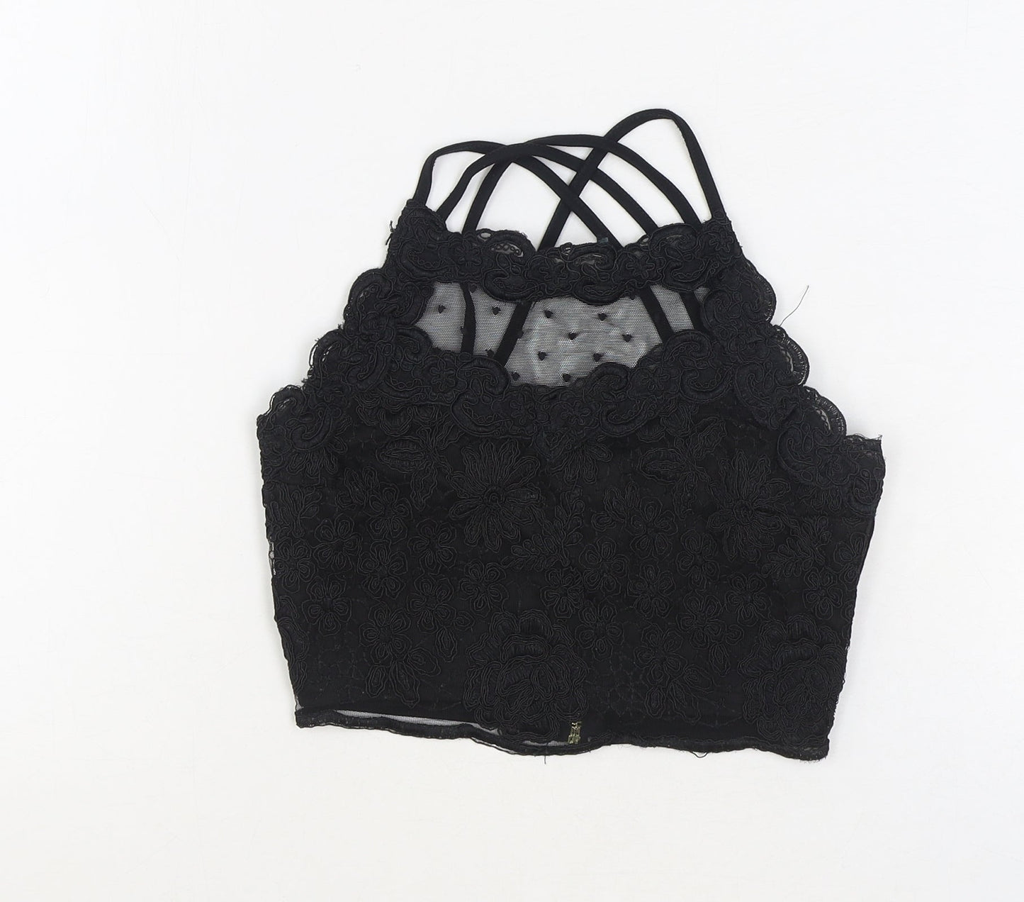 Womens UK Size 6 River Island Black Cropped Tank