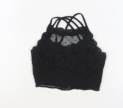 Womens UK Size 6 River Island Black Cropped Tank