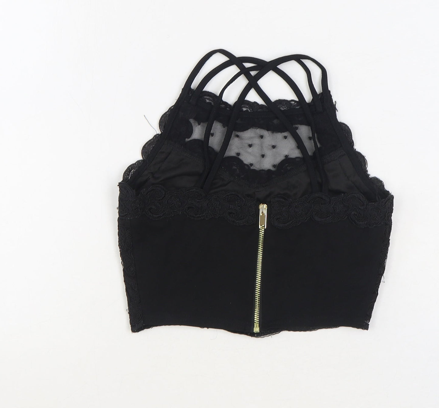 Womens UK Size 6 River Island Black Cropped Tank