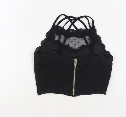 Womens UK Size 6 River Island Black Cropped Tank