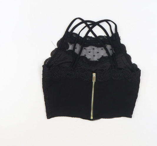 Womens UK Size 6 River Island Black Cropped Tank
