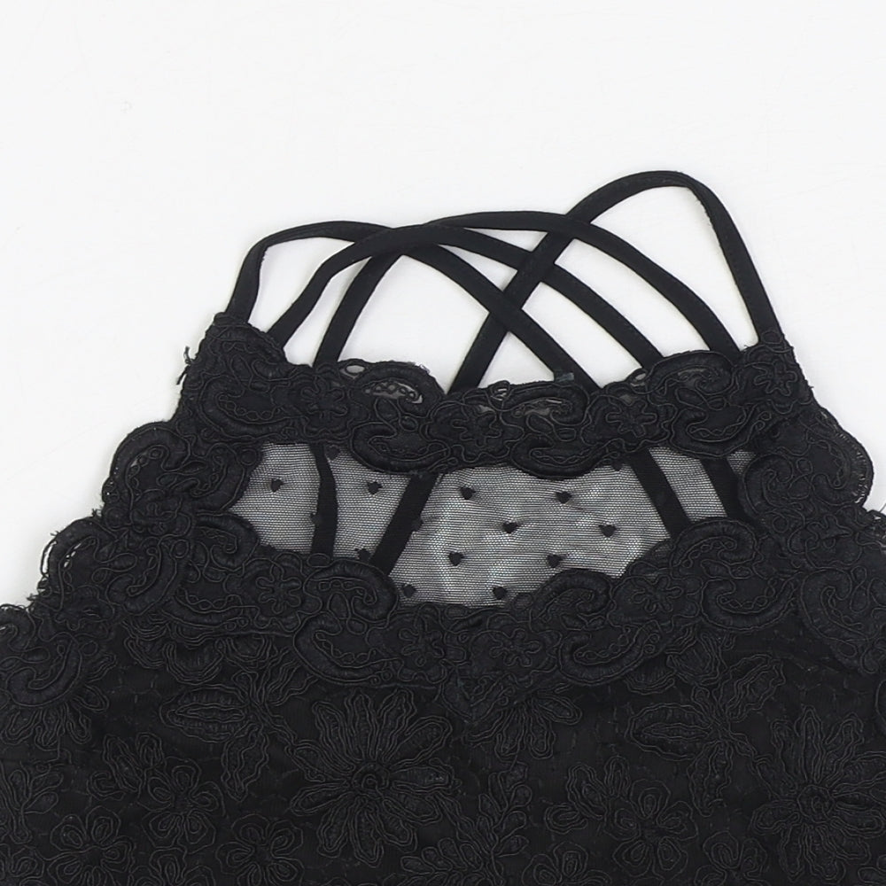Womens UK Size 6 River Island Black Cropped Tank