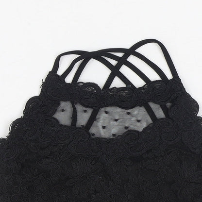 Womens UK Size 6 River Island Black Cropped Tank