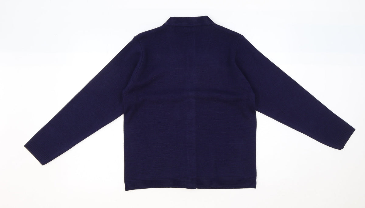 Rival Womens Blue V-Neck Polyester Cardigan Jumper Size S