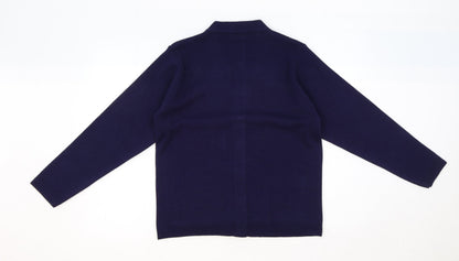 Rival Womens Blue V-Neck Polyester Cardigan Jumper Size S