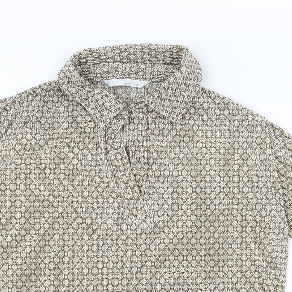 AMARANTO Womens Brown Geometric Polyester Cropped Blouse Size 14 Collared