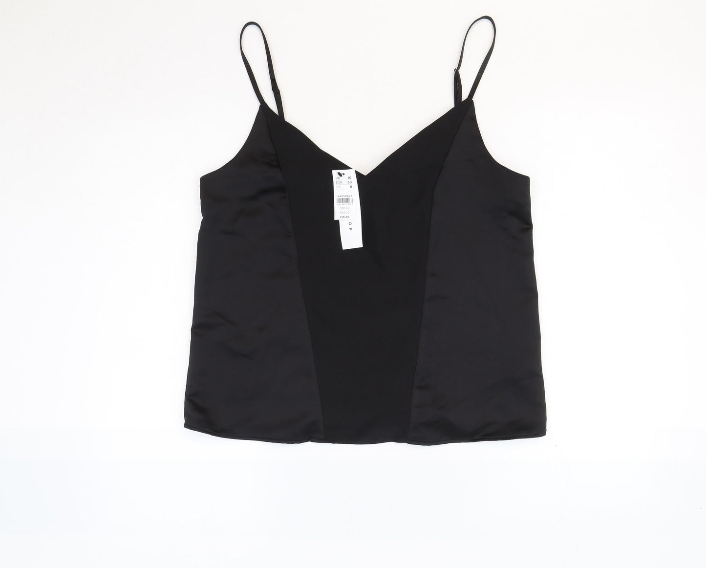 Womens UK Size 10 Topshop Black Camisole Tank