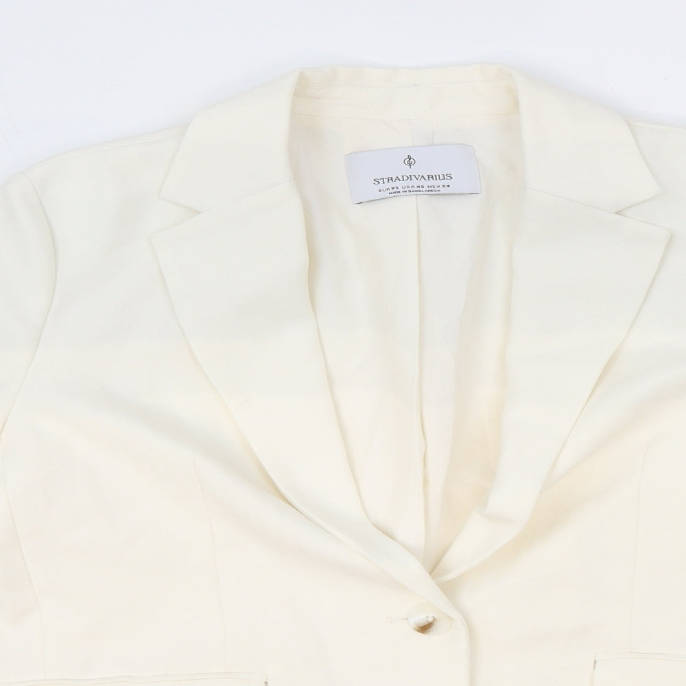 Stradivarius Womens Ivory Polyester Jacket Blazer Size XS