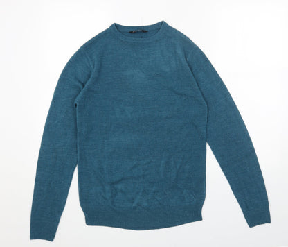 Cedar Wood State Mens Blue Round Neck Acrylic Pullover Jumper Size S Long Sleeve