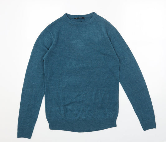 Cedar Wood State Mens Blue Round Neck Acrylic Pullover Jumper Size S Long Sleeve