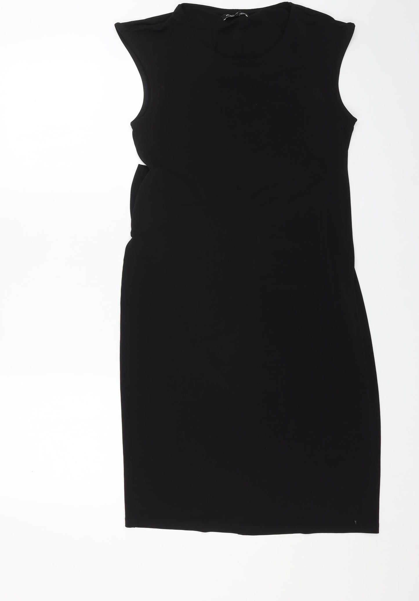 Debenhams Womens Black Polyester Pencil Dress Size 12 Round Neck Pullover