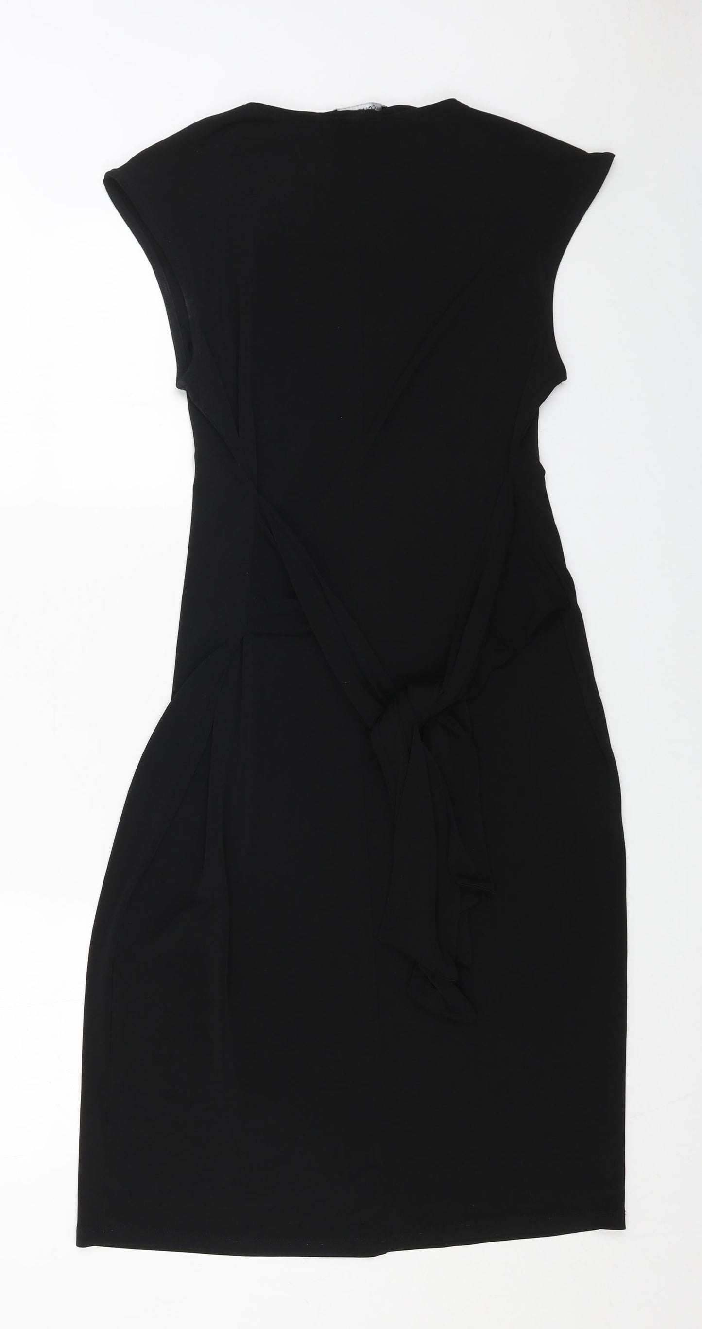 Debenhams Womens Black Polyester Pencil Dress Size 12 Round Neck Pullover