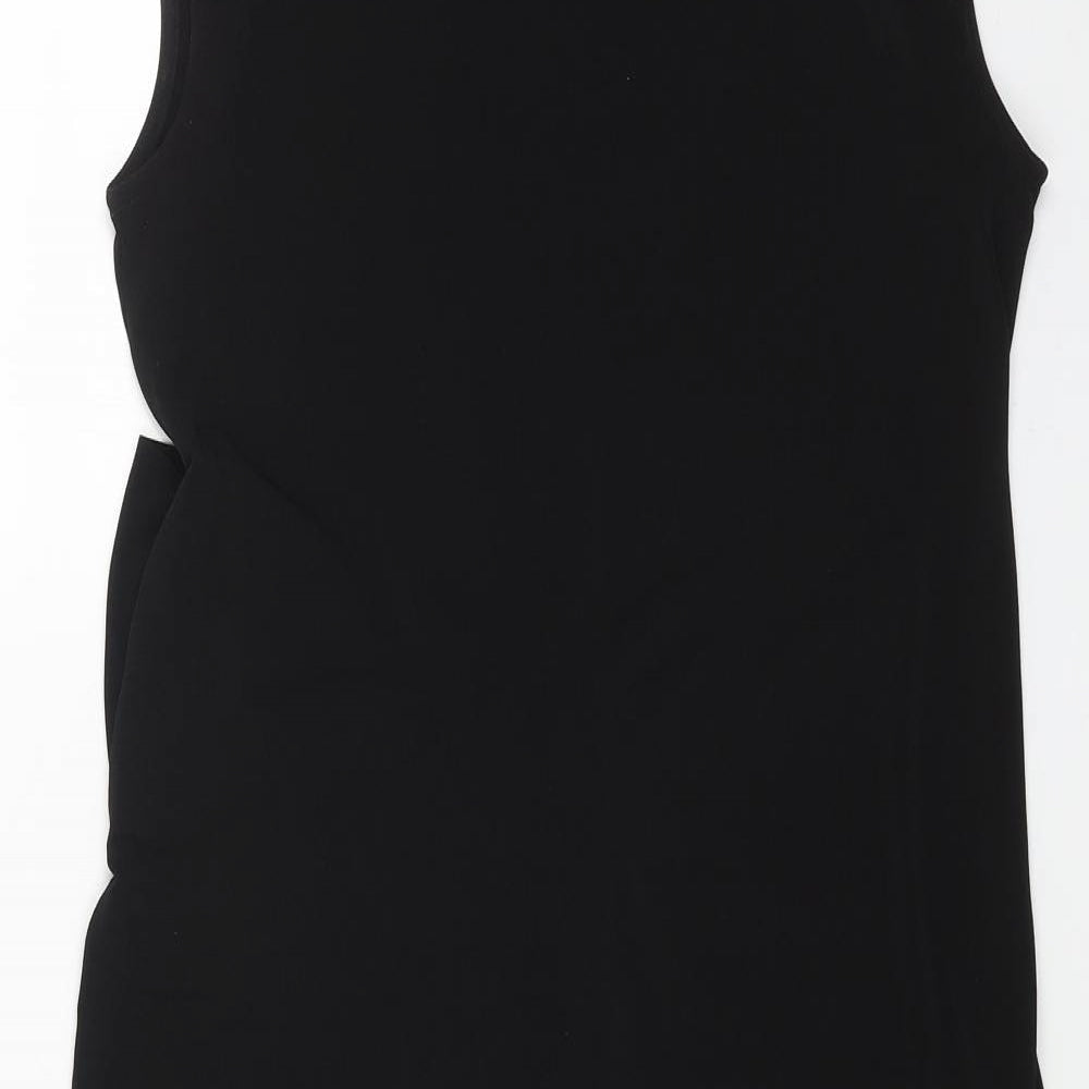 Debenhams Womens Black Polyester Pencil Dress Size 12 Round Neck Pullover