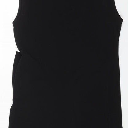 Debenhams Womens Black Polyester Pencil Dress Size 12 Round Neck Pullover