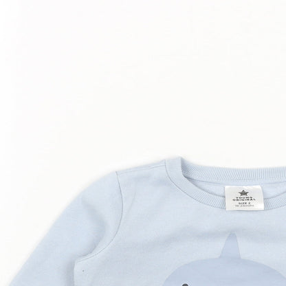 YOUNG ORIGINALS Baby Blue Cotton Pullover Jumper Size 18-24 Months Snap - Shark