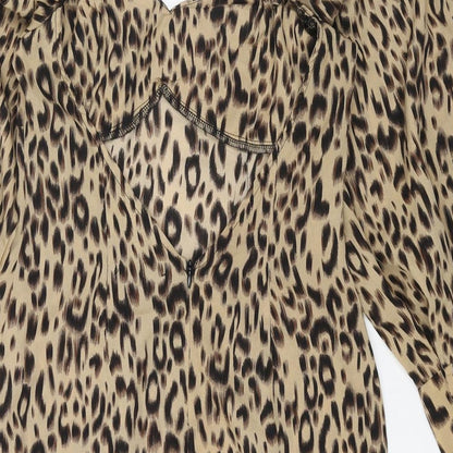Missguided Womens Brown Animal Print Polyester Mini Size 10 Sweetheart Zip - Leopard Print
