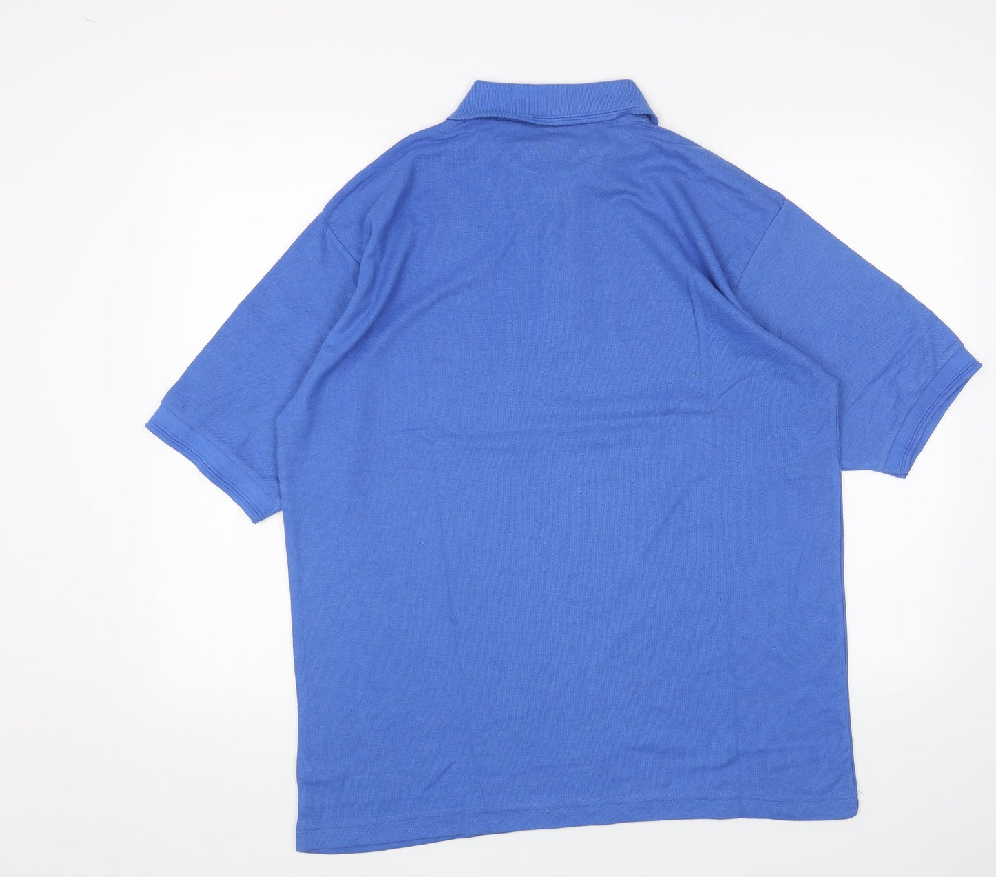 Double TWO Mens Blue Cotton Polo Size L Collared Button