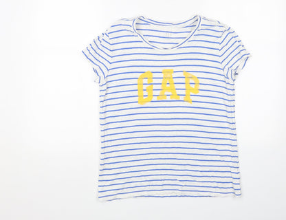 Gap Womens White Striped Cotton Basic T-Shirt Size XS Scoop Neck