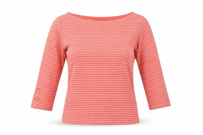 Tabitha Womens Red Striped Viscose Basic Blouse Size XS Boat Neck