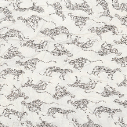 Primark Womens White Geometric Viscose Cropped Blouse Size 10 Cowl Neck - Cheetah