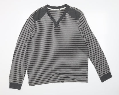 George Womens Grey Striped Cotton Pullover Sweatshirt Size XL Pullover