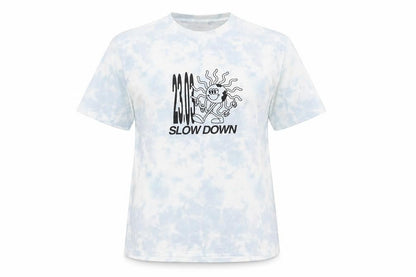Adolescent Womens Blue Cotton Basic T-Shirt Size M Scoop Neck - Slow Down