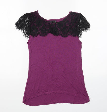 Womens UK Size 10 Warehouse Purple Basic T-Shirt