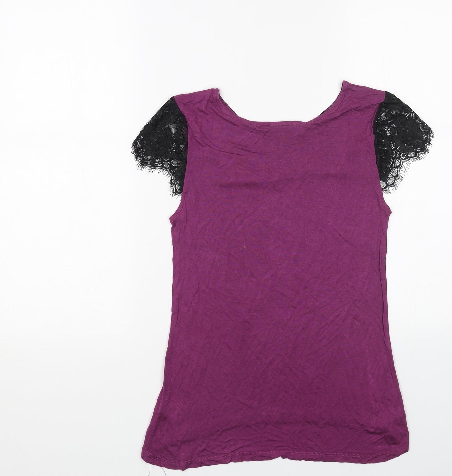 Womens UK Size 10 Warehouse Purple Basic T-Shirt