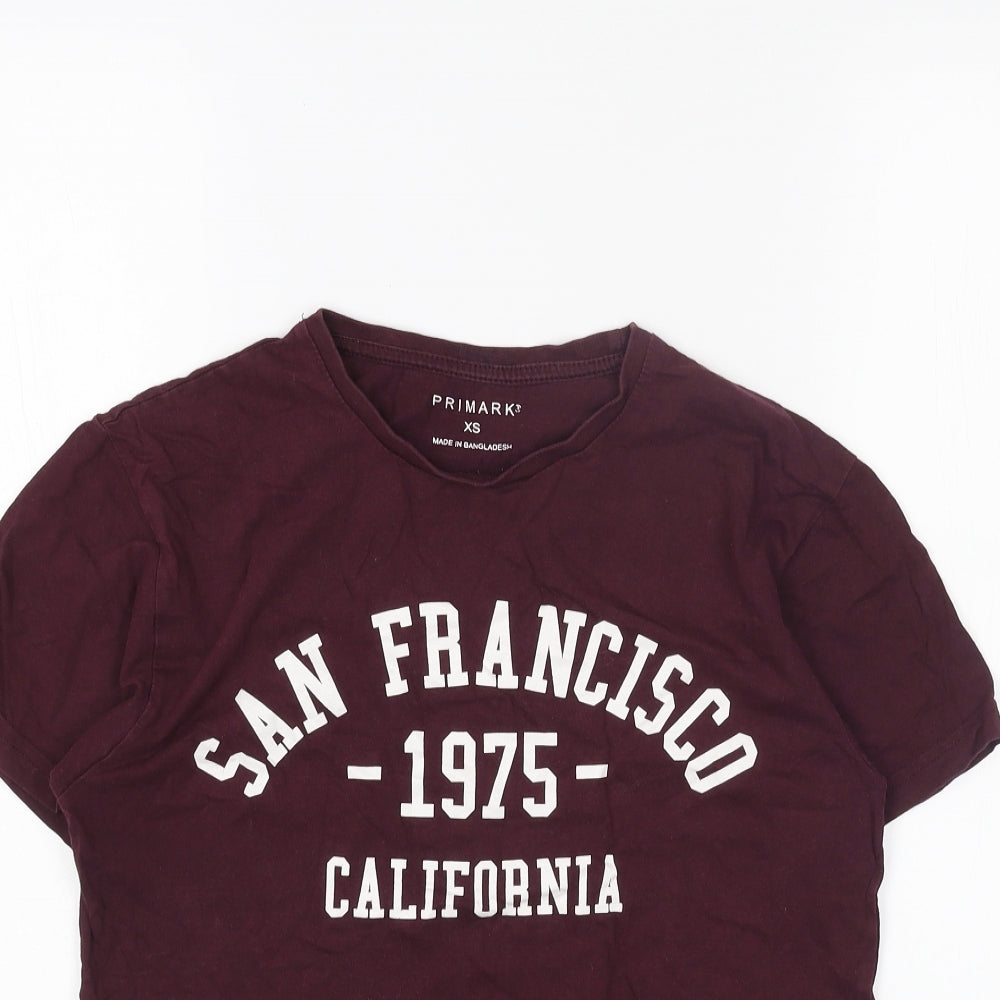Primark Mens Red Cotton T-Shirt Size XS Round Neck - San Francisco