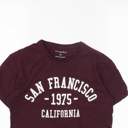Primark Mens Red Cotton T-Shirt Size XS Round Neck - San Francisco
