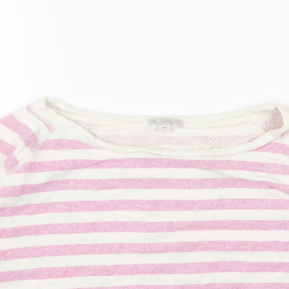 Gap Womens Pink Striped Cotton Pullover Sweatshirt Size S Pullover