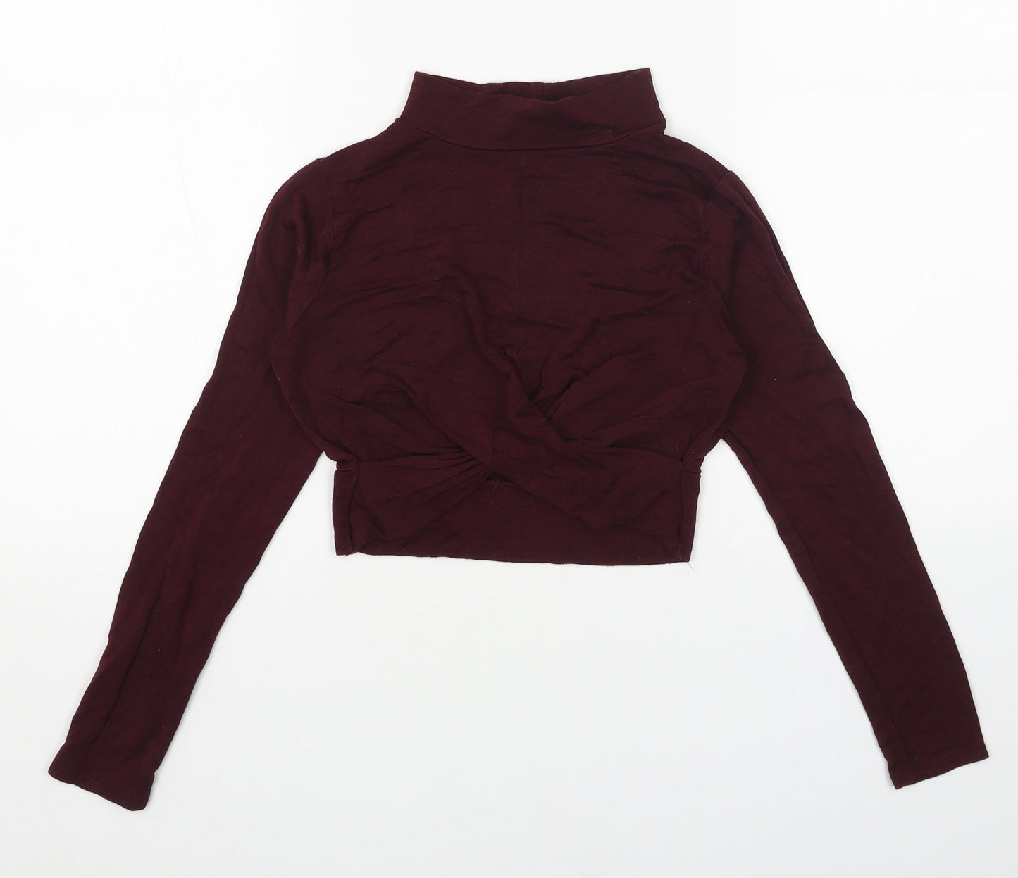 Womens UK Size 4 Topshop Red Cropped Blouse