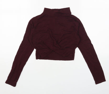 Womens UK Size 4 Topshop Red Cropped Blouse