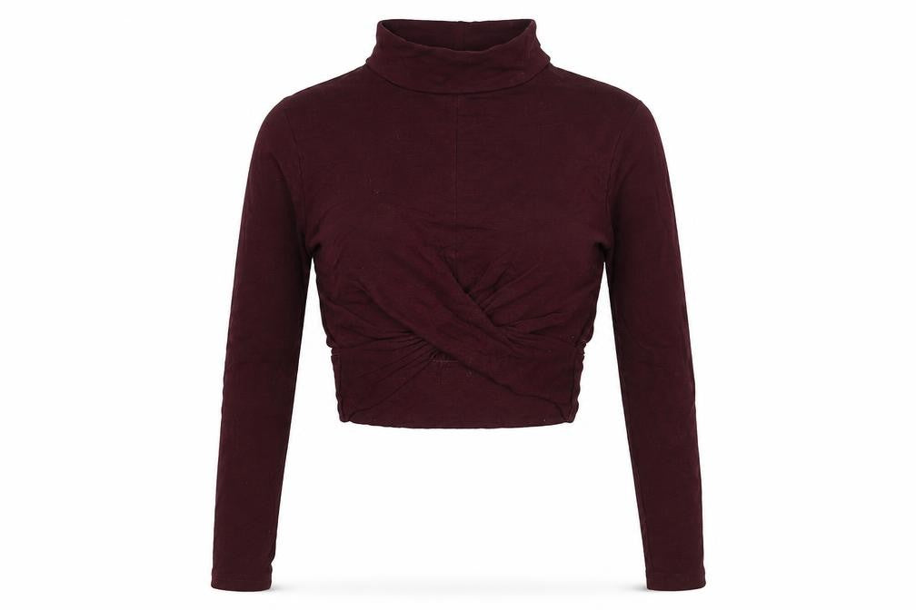Womens UK Size 4 Topshop Red Cropped Blouse